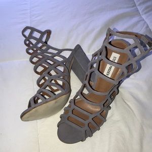 Steve Madden Skales Grey Caged Dress Sandals